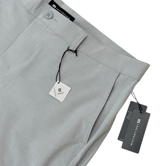 Travis Mathew Tech Chino Shorts 8” SLEET Gray Solid NWT Golf Active Casual SZ 40 - Picture 2 of 11